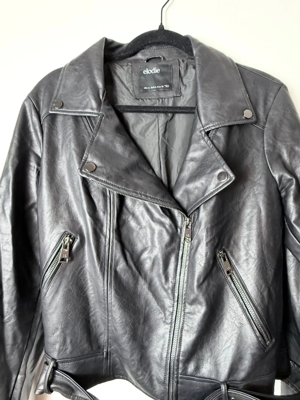 Elodie Faux Black‎ Leather Moto Jacket Size XL (M)